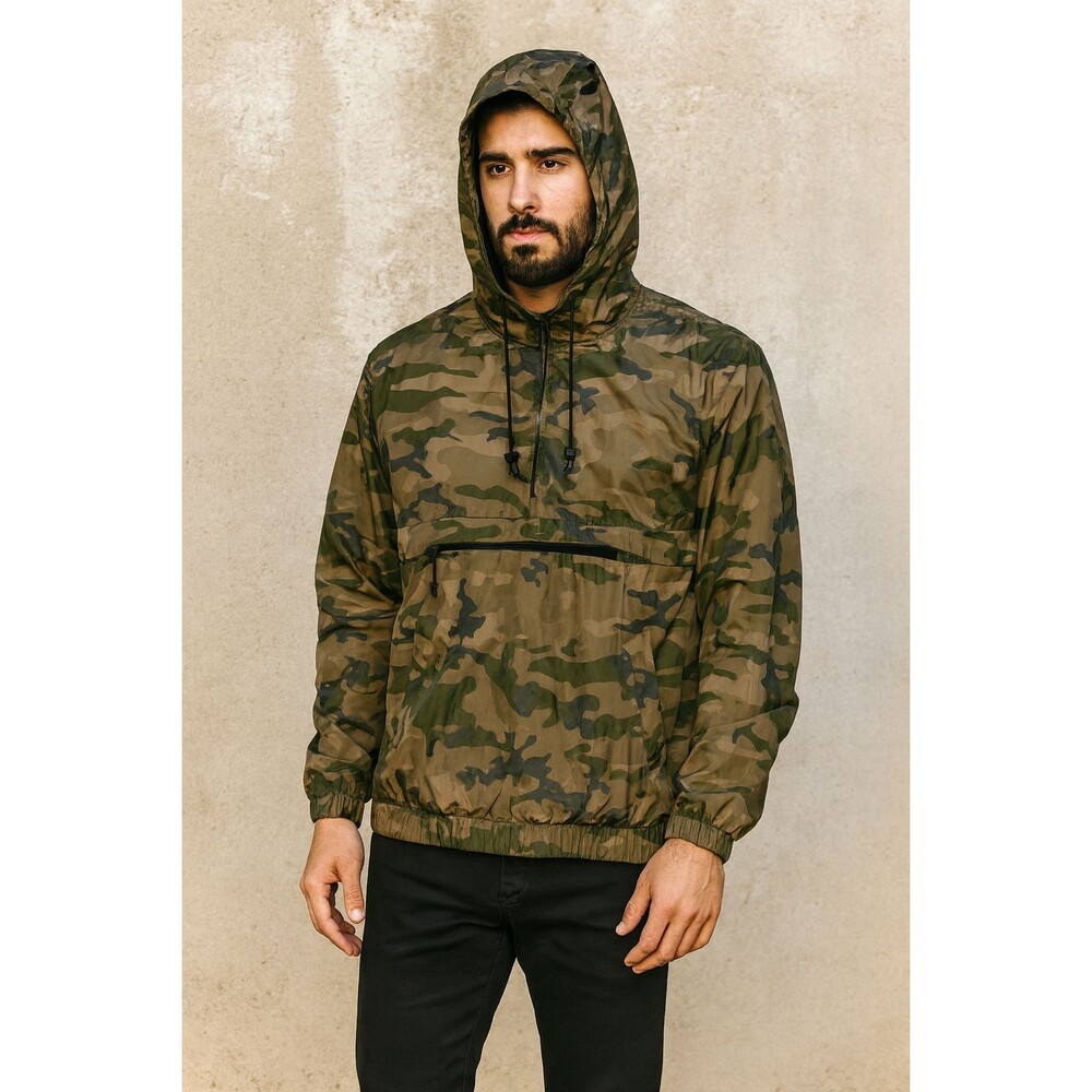 H M Vintage Nylon Anorak Camo Windbreaker Jacket Shiny Retro Small